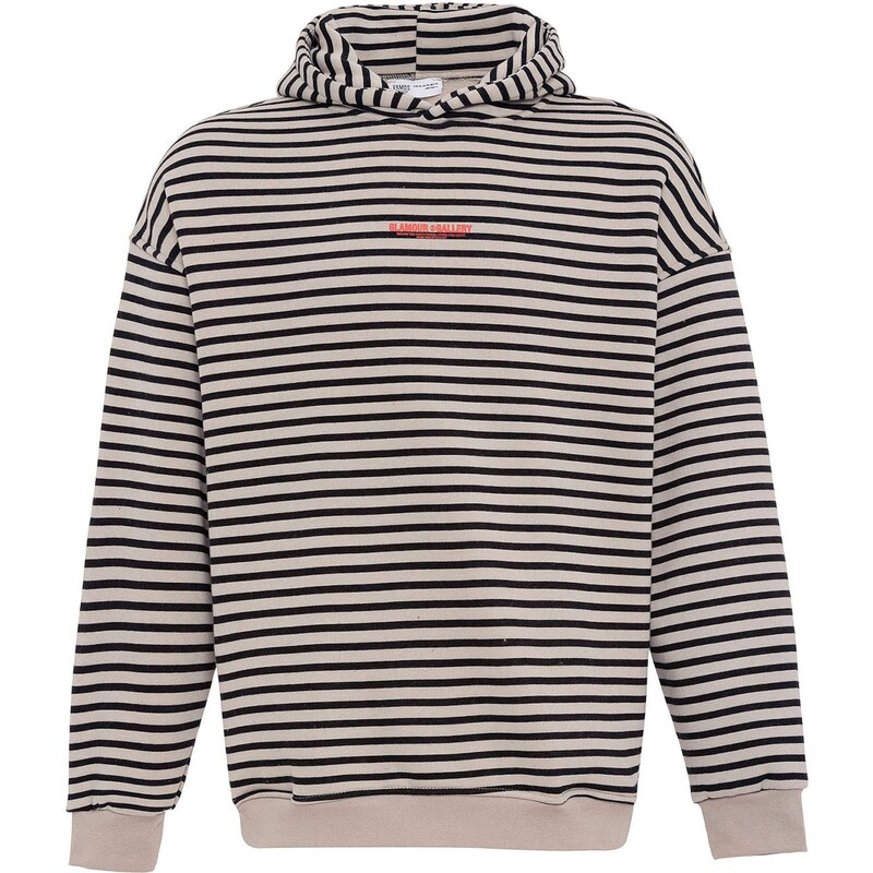 VAMOS CLO Mikina svetlohnedá / červená / čierna 61944866