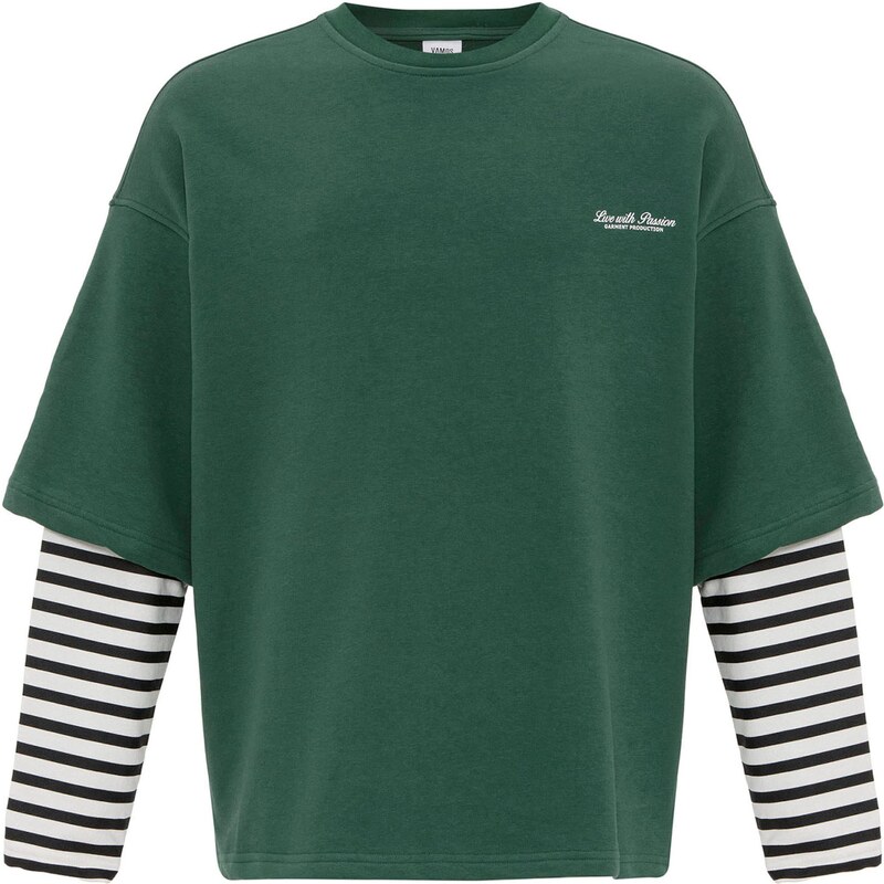 VAMOS CLO Mikina zelená / čierna / biela 61944889