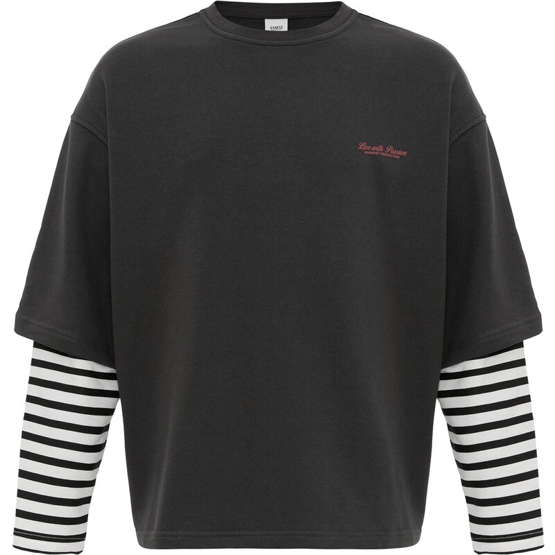 VAMOS CLO Mikina tmavosivá / červená / čierna / biela 61944897