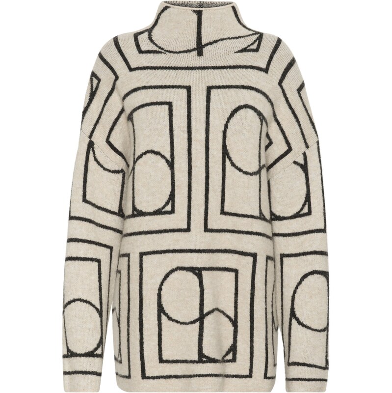 SOAKED IN LUXURY Sveter SL Hedaya čierna / biela ako vlna 60916652