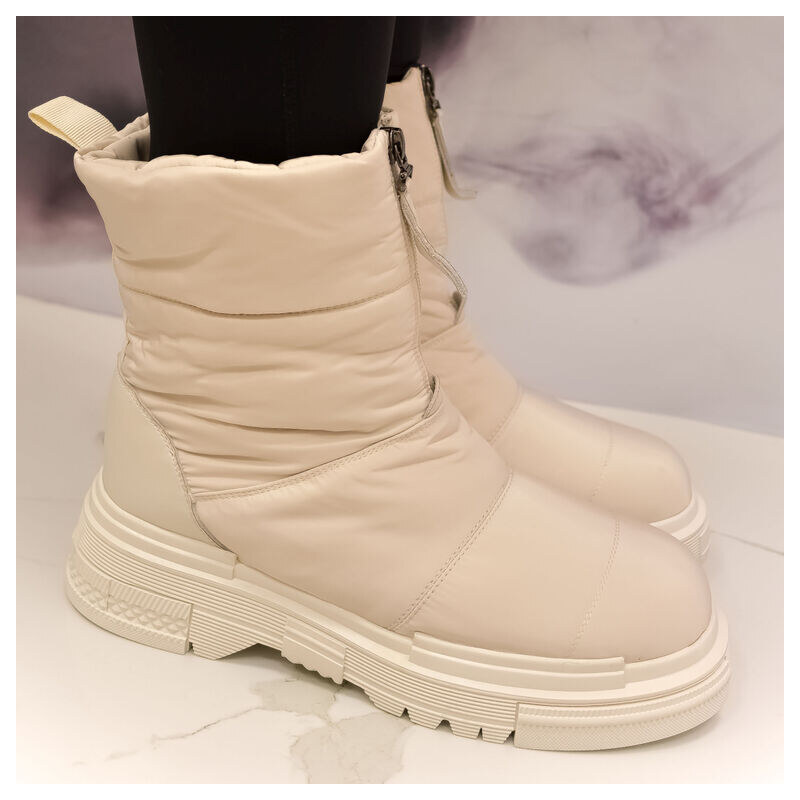 JOHN-C Dámske béžové kožené zimné čižmy Arctic Chic 60921368