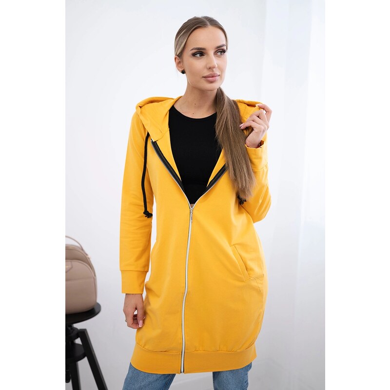 Womens long hoodie Kesi - mustard 64785416