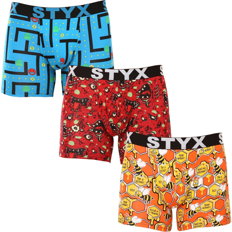 3PACK pánske boxerky Styx long športová guma viacfarebné (3U12914) 45462120