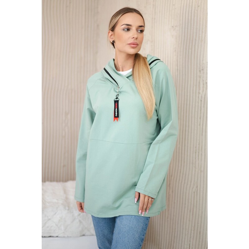 Kesi Tunic with zipper on hood Oversize dark mint 64785084