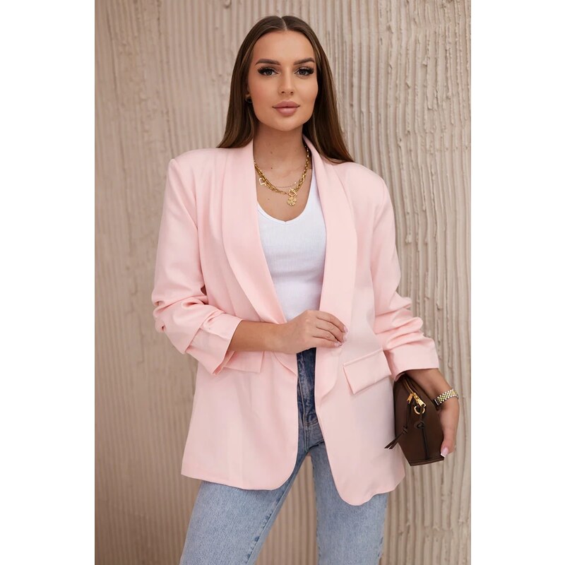 Kesi Włoski Elegant jacket with lapels light powder pink 60730064