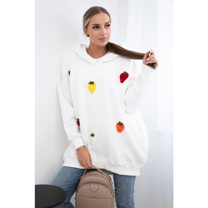 Kesi Insulated sweatshirt with ecru strawberry motif 64785380