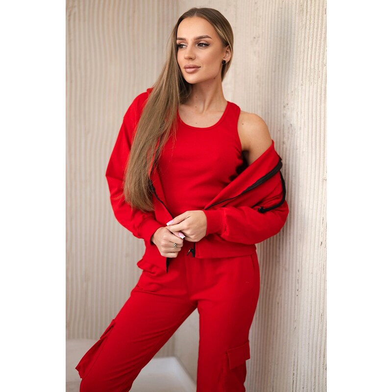 Kesi Set 3in1 sweatshirt + top + trousers red 60709432