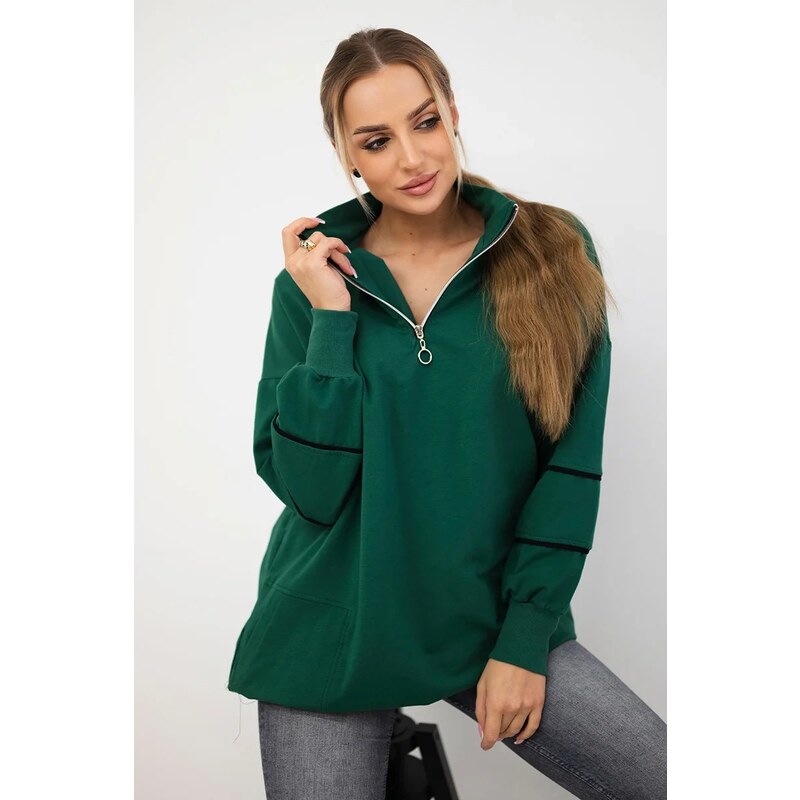 Kesi Sweatshirt with zip and pockets green 64785448