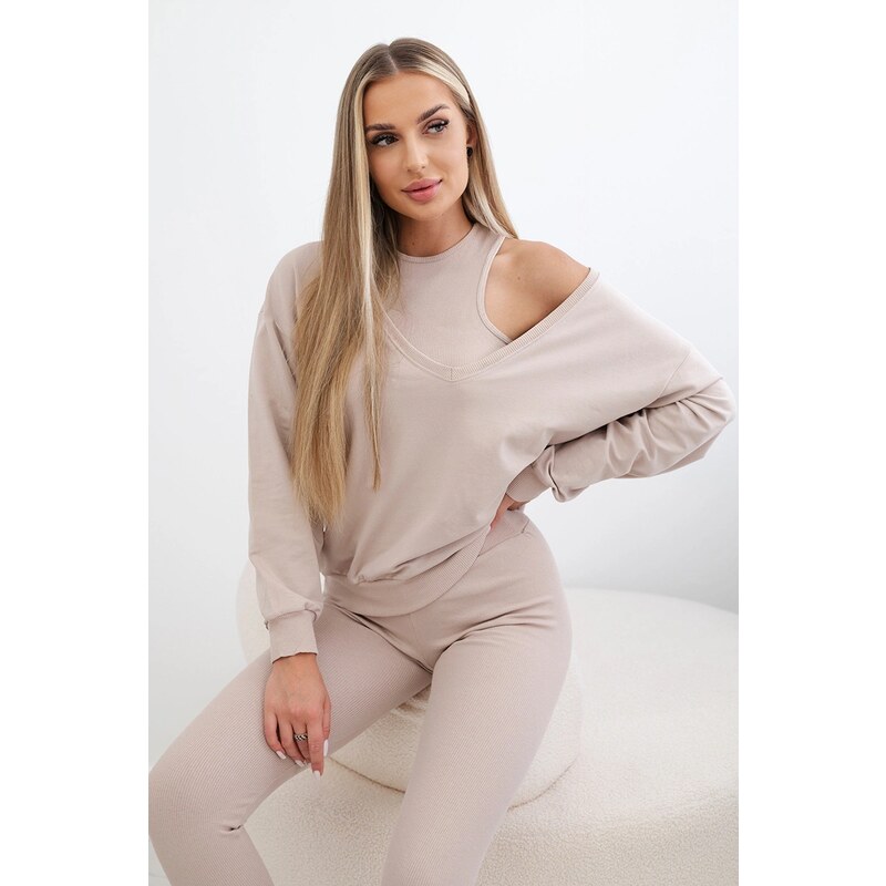 Kesi 3-piece set sweatshirt + top + leggings beige 60731417