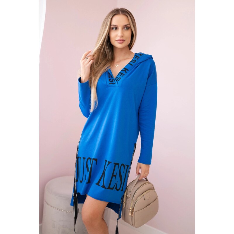 Kesi Hooded dress with a purple-blue print 60754251