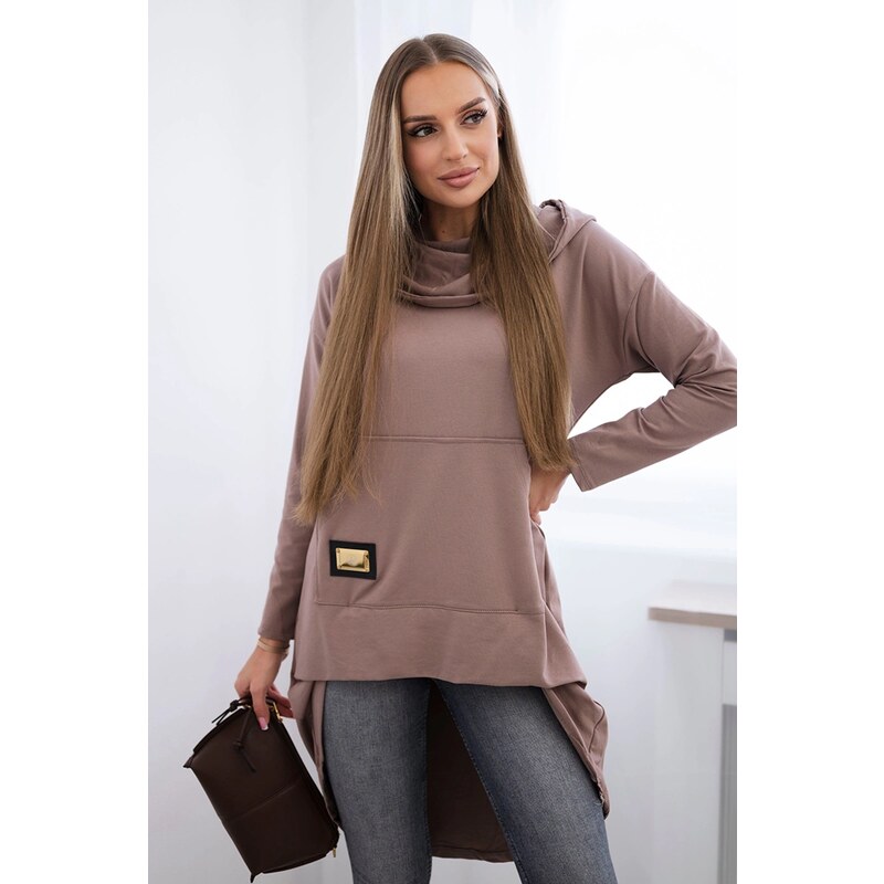 Kesi Sweatshirt with long back and mocha hood 64785704