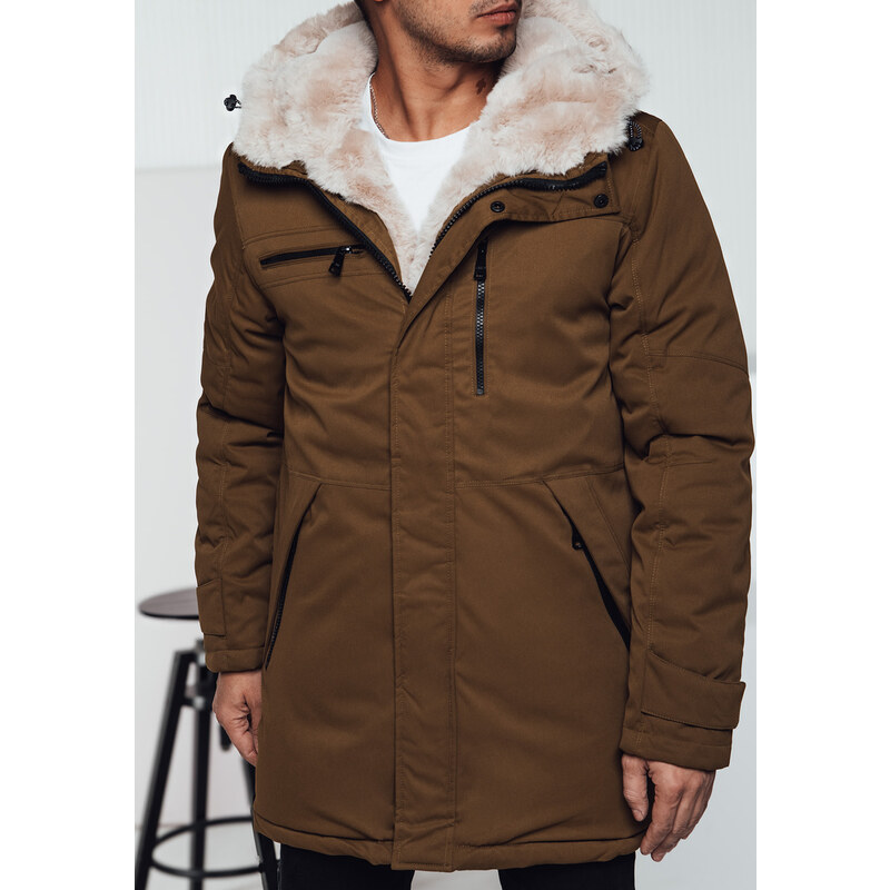 BASIC Pánska hnedá zimná parka s kapucňou TX4968 61532604