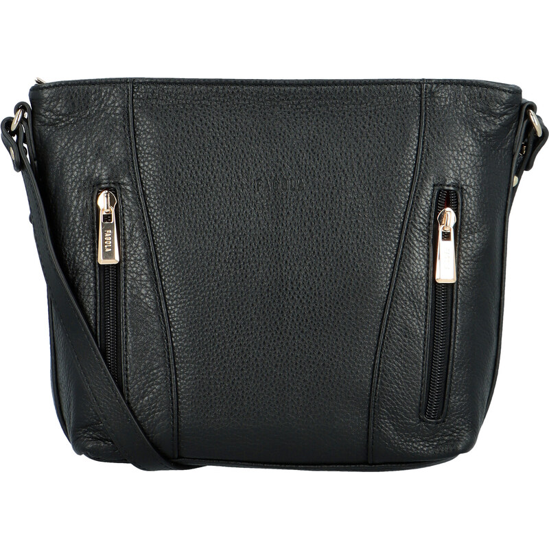 Dámska kožená kabelka cez rameno čierna - Fagola Preira čierna 60936556