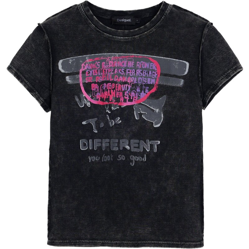 Desigual Tričko ružová / čierna / biela 62936792