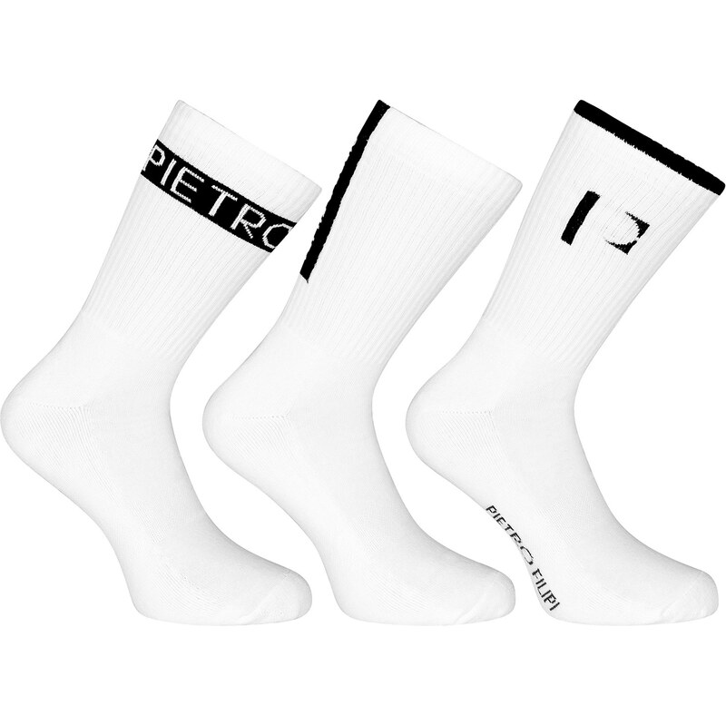 3PACK ponožky Pietro Filipi sportovní vysoké bielé (3POB4) 60940277