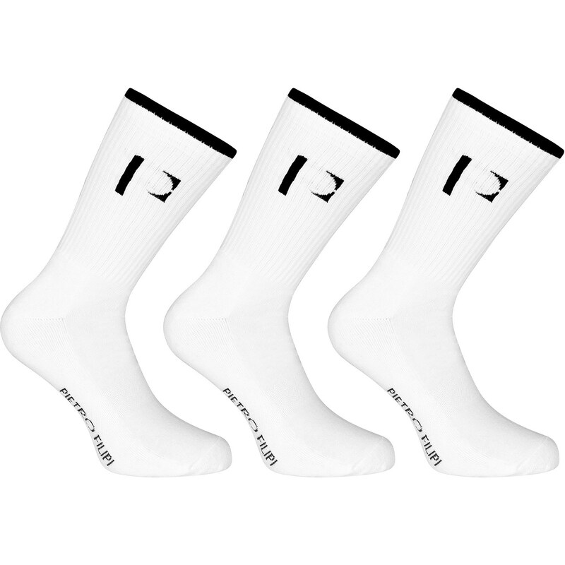 3PACK ponožky Pietro Filipi športové vysoké bielé (3POB2) 60940279