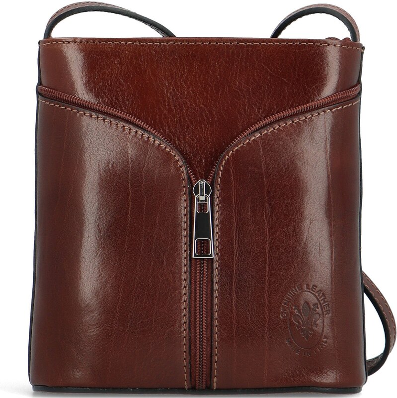 Delami Vera Pelle Dámska kožená crossbody kabelka tmavohnedá - Delami 60957270