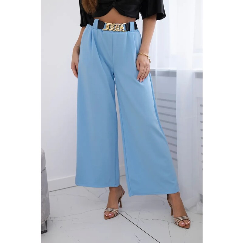 Kesi Włoski Wide-leg viscose trousers in blue 60708392