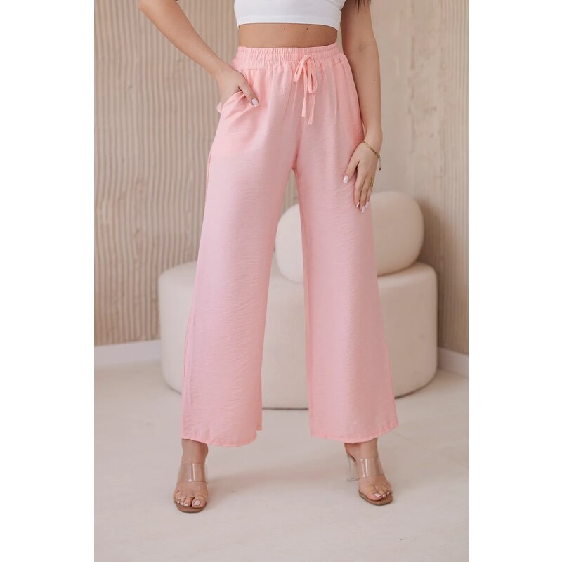Kesi Włoski Viscose wide trousers light powder pink 60708473