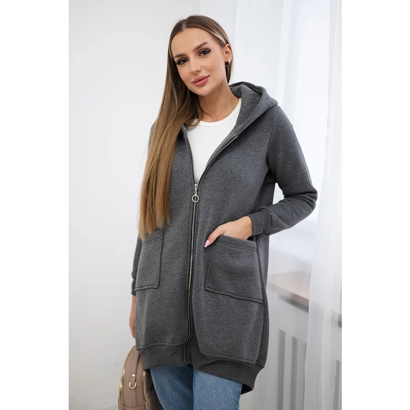 Kesi Insulated sweatshirt with a zipper at the back graphite 64654256