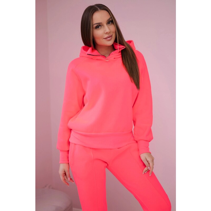 Kesi Insulated turtleneck set with hood in pink neon color 60709462