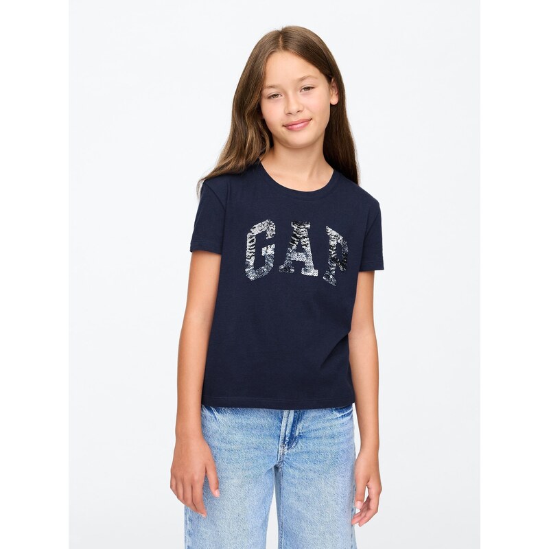E-shop GAP Childrens T-shirt with sequin logo - Girls