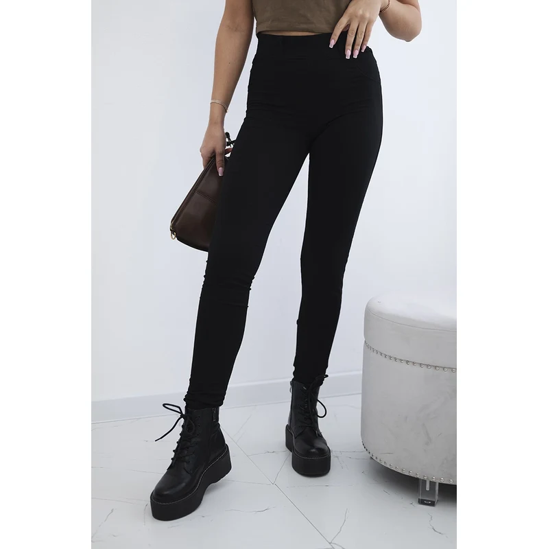 Kesi Bavlnené nohavice s vreckami vzadu čierna 66421049