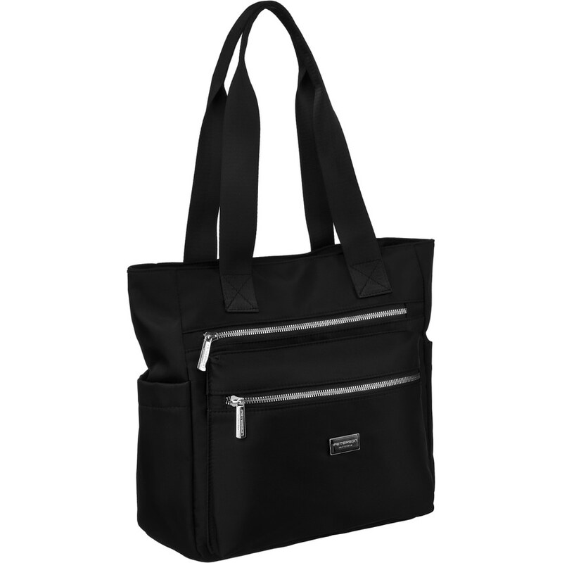 Peterson Čierna dámska shopper kabelka so strieborným kovaním PTN CTY 61532560