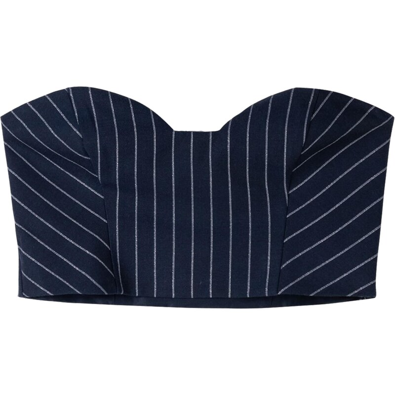 Bershka Top námornícka modrá / strieborná 63151813