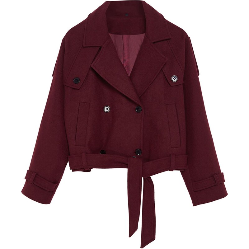 Trendyol Prechodná bunda burgundská 63175964