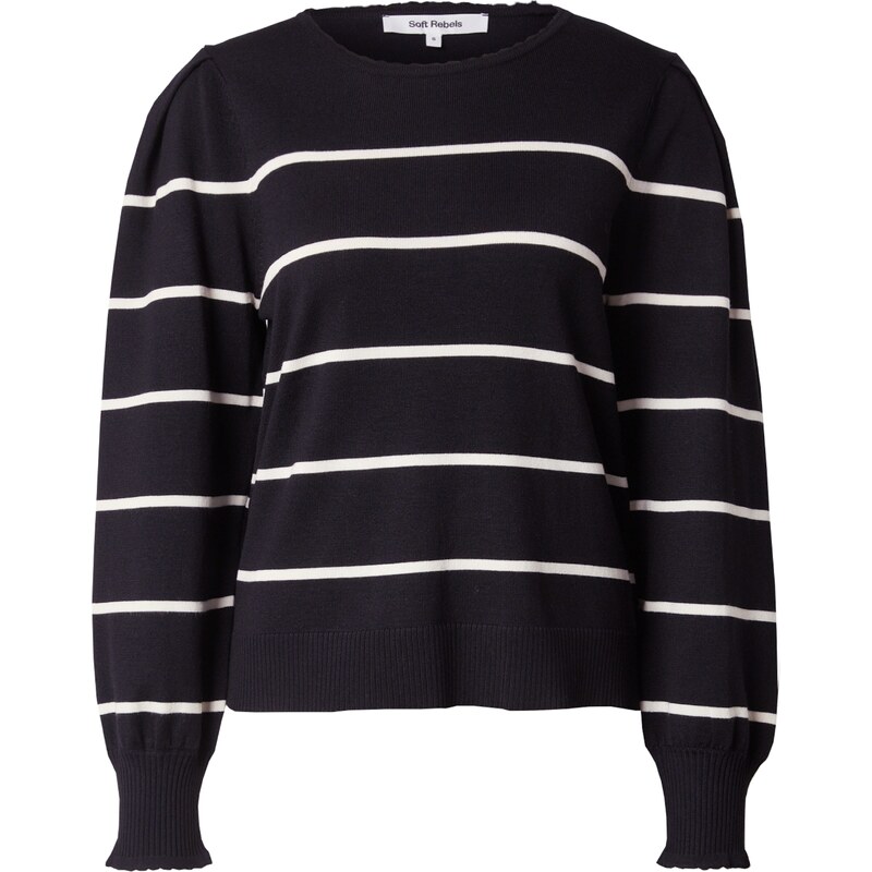 Soft Rebels Sveter SRAnalia čierna / biela 60961332