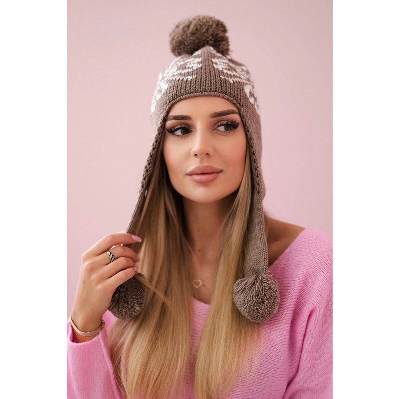 Kesi Dámska čiapka s dlhými ušami Balbina K381 cappuccino 60969103