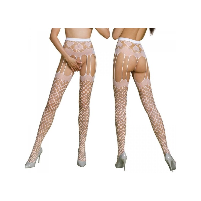 Pančuchy Passion ECO S009 white - stocking 60980162