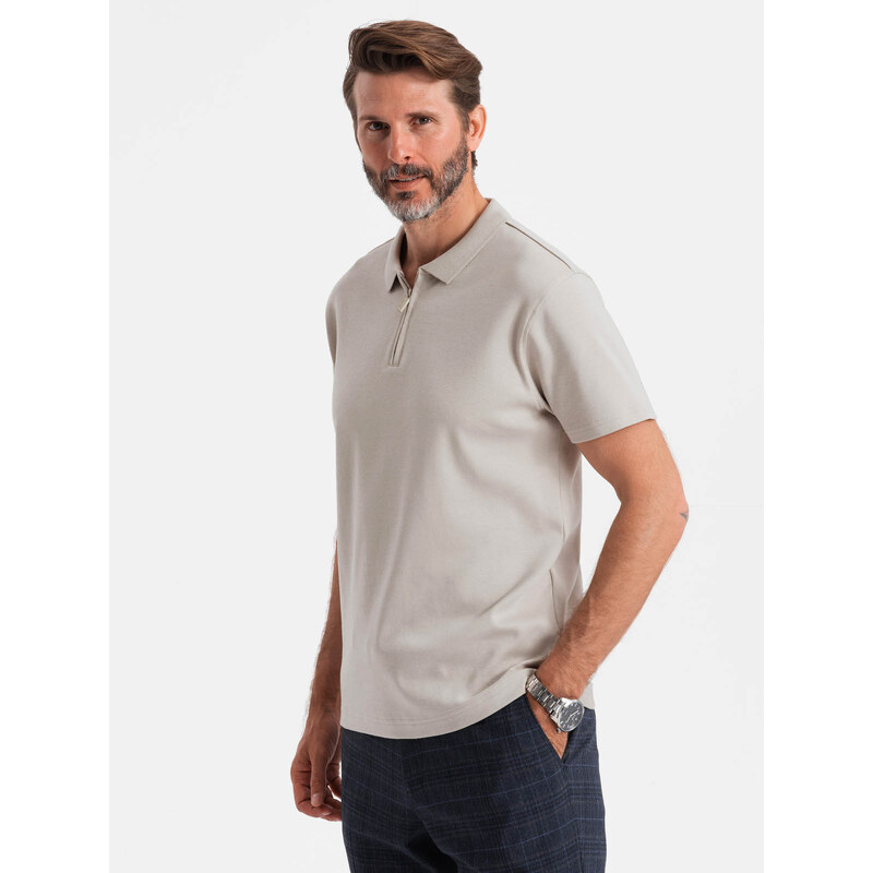 Ombre Mens polo shirt with zippered collar - ash 64785732