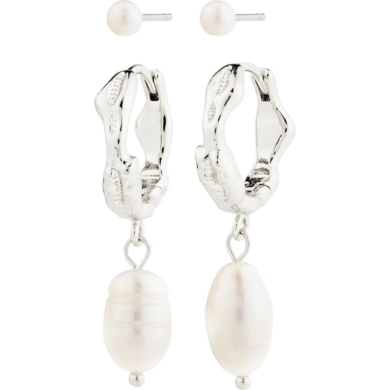 Pilgrim Náušnice Jonne strieborná / perlovo biela 60982380