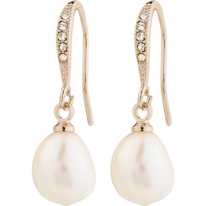 Pilgrim Náušnice Jasmin ružové zlato / priehľadná / perlovo biela 60982392