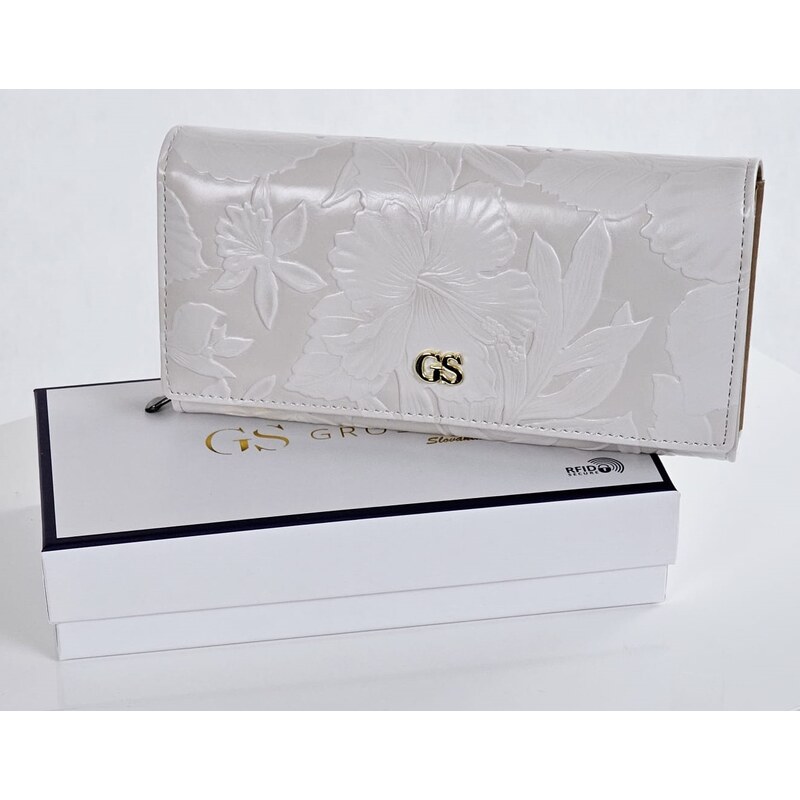 GROSSO Kožená matná dámska peňaženka RFID béžová s lístkami v 60985277