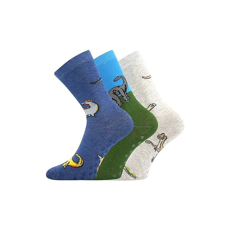 FILIP 07 ABS protišmykové detské ponožky Boma - DINOSAURI 30-34 3 páry 61002434