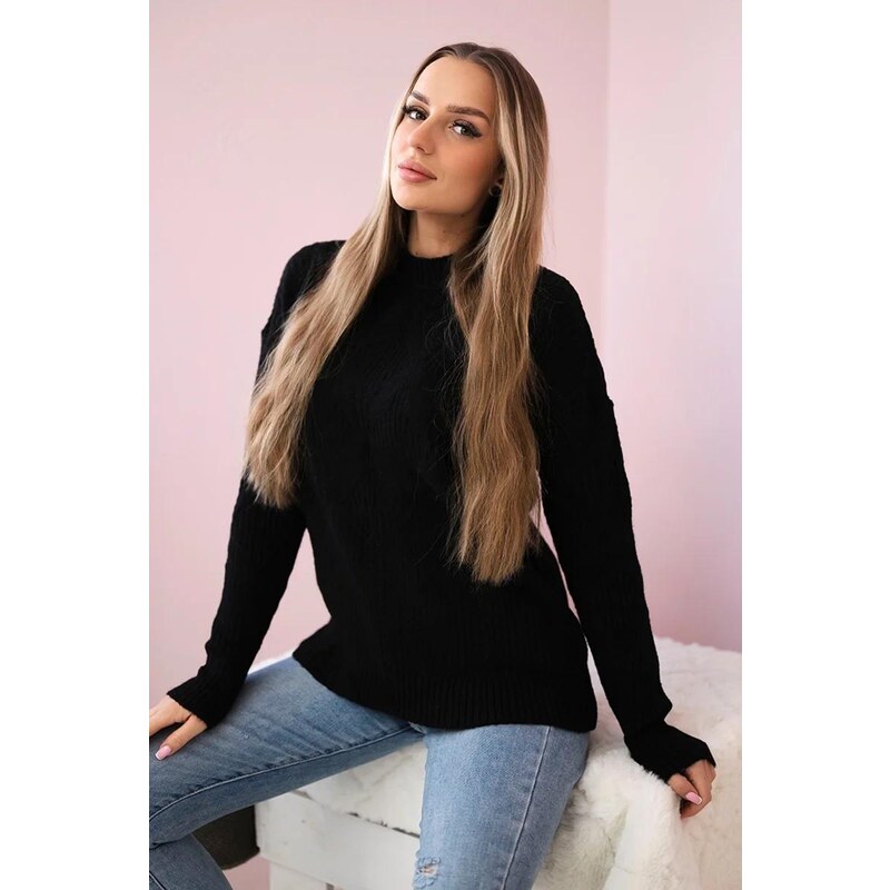 MladaModa Sveter model 2024-6 čierny 58163659