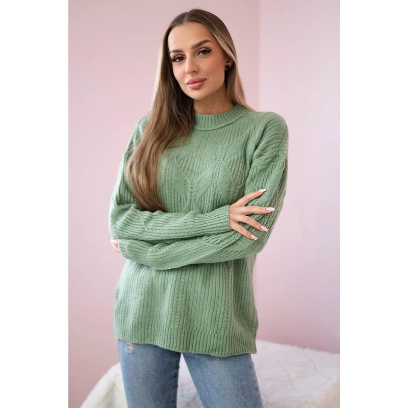 MladaModa Sveter model 2024-6 tmavý mentolový 58163660