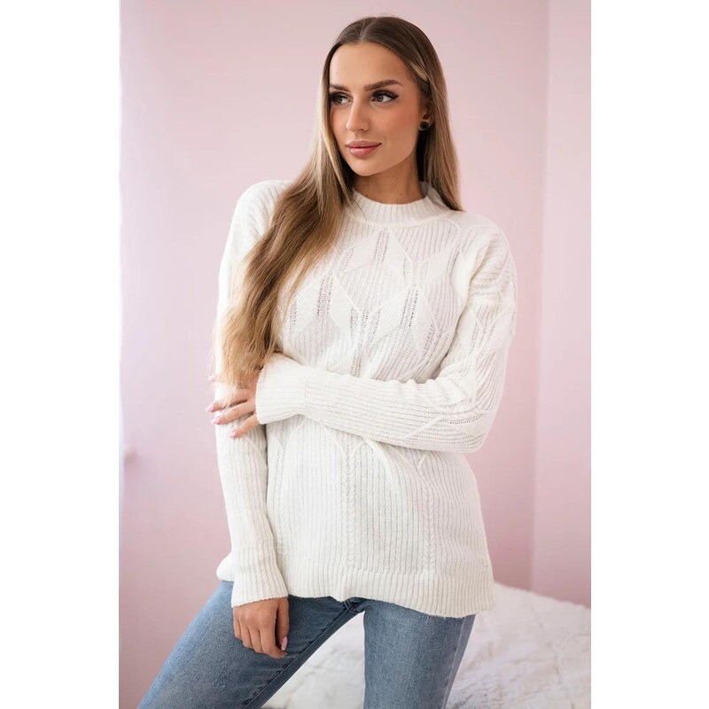 MladaModa Sveter model 2024-6 farba ecru 58163662
