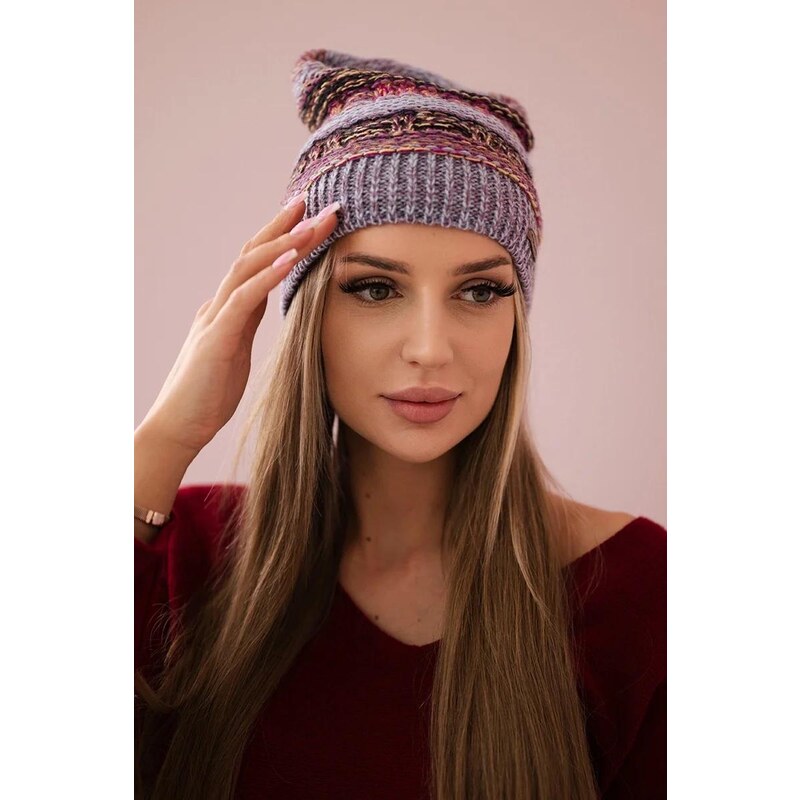 MladaModa Dámska čiapka Patricia K254 farba lila+šedá 46491388