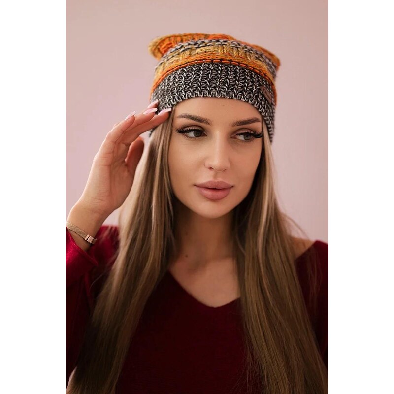 MladaModa Dámska čiapka Patricia K254 oranžová+čierna 46491389