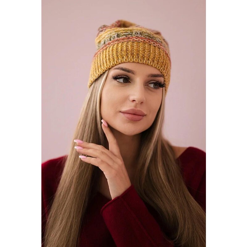 MladaModa Dámska čiapka Patricia K254 horčicová+farba khaki 46491383