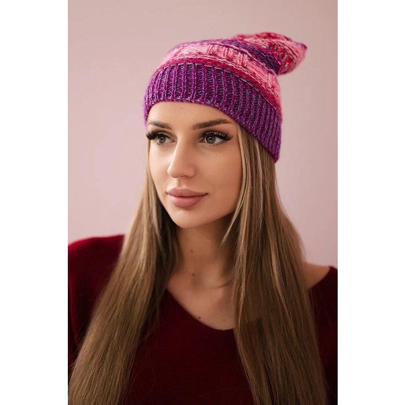 MladaModa Dámska čiapka Patricia K254 neónovo ružová+fialová 46491385