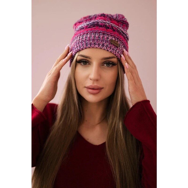 MladaModa Dámska čiapka Patricia K254 jasná ružová+čierna 46491387