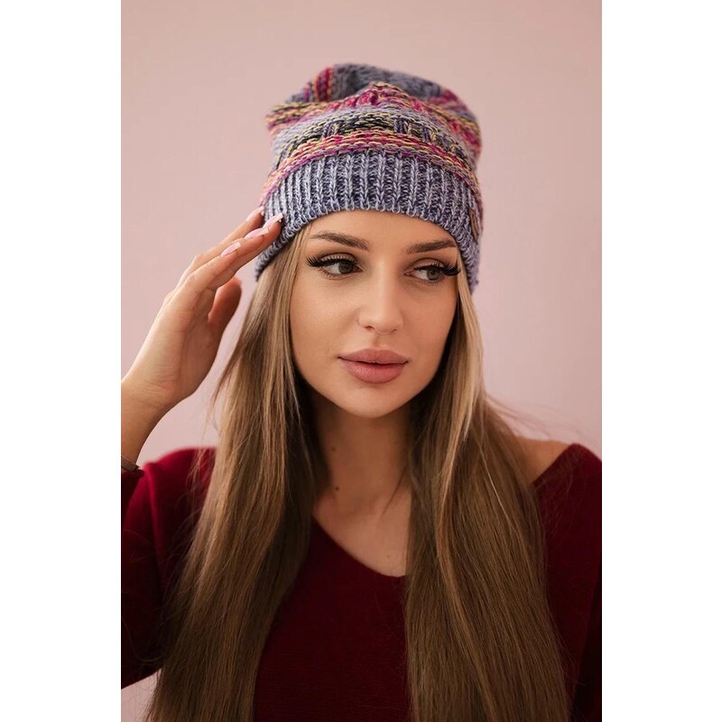 MladaModa Dámska čiapka Patricia K254 fialová+svetlomodrá 36491656