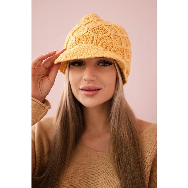 MladaModa Dámska čiapka Roma K235 svetlá žltá 36430831