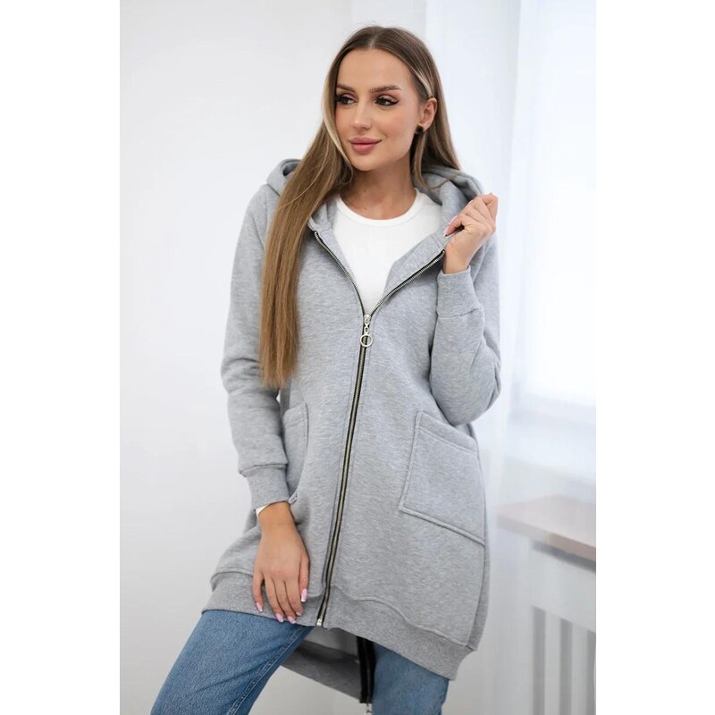 MladaModa Predlžená zateplená mikina s kapucňou a zipsom model 9312 28517358
