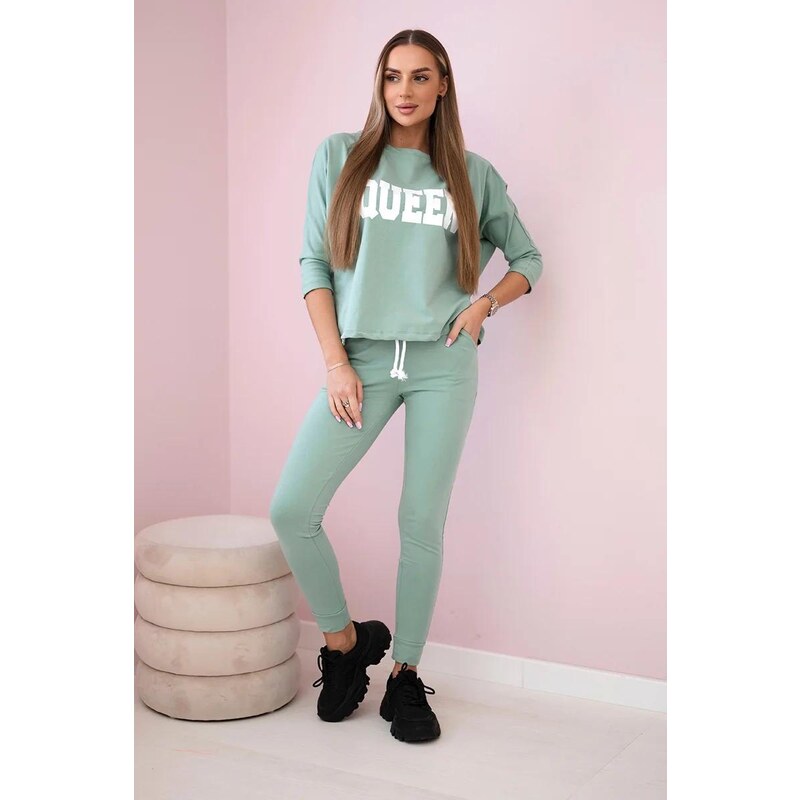 MladaModa Tepláková súprava s nápisom Queen model 66977 tmavá 22028531